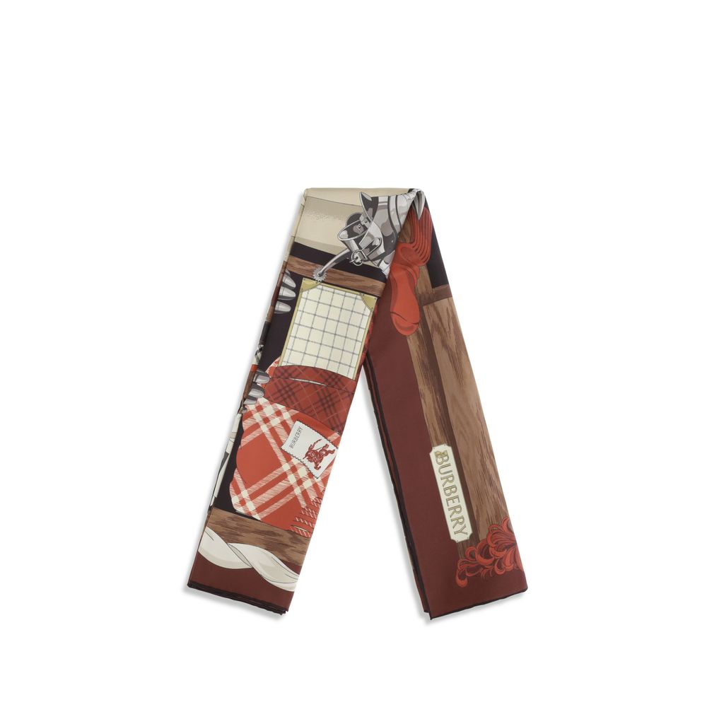 Burberry Men's Brown Silk Wardrobe Archive Print Scarf