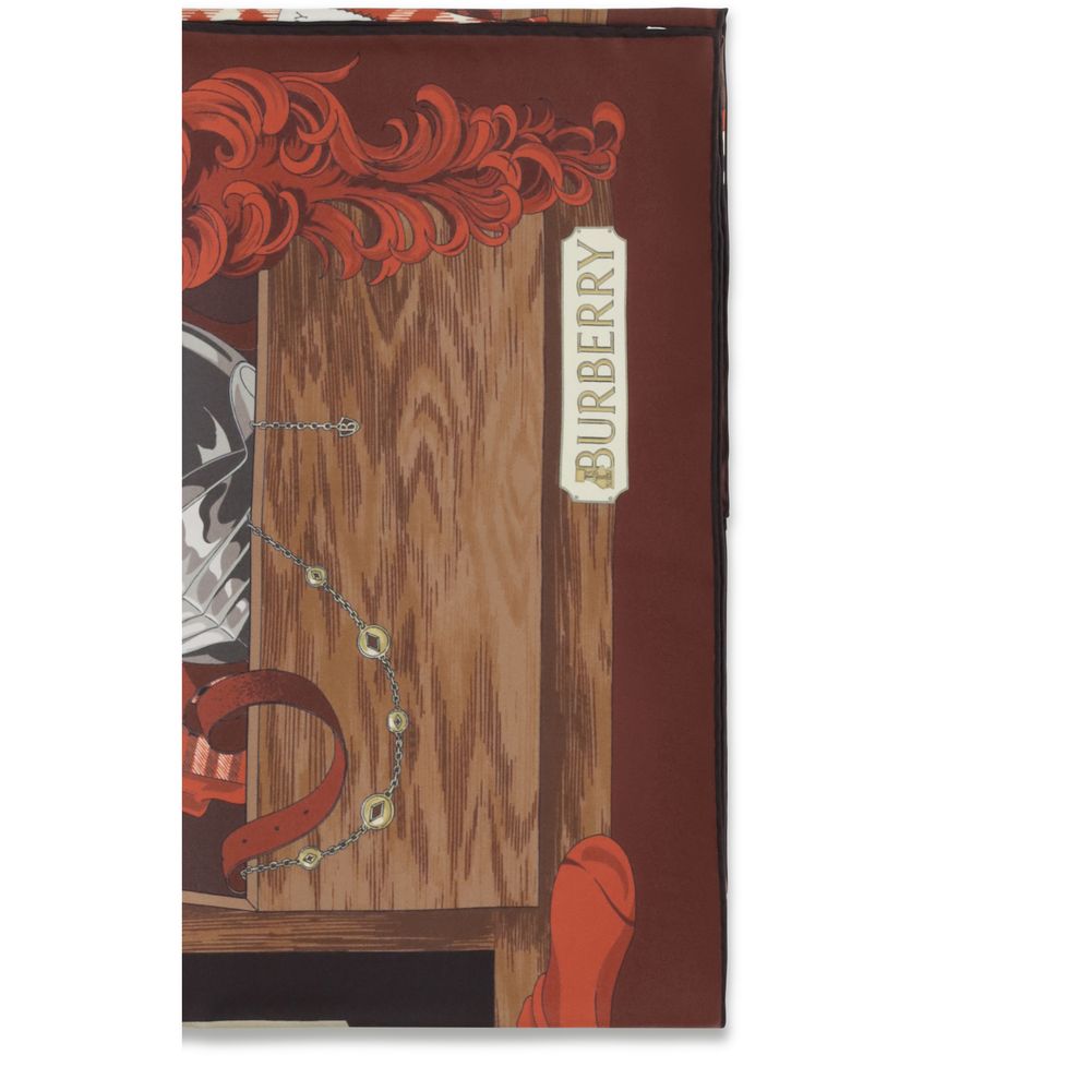 Burberry Men's Brown Silk Wardrobe Archive Print Scarf