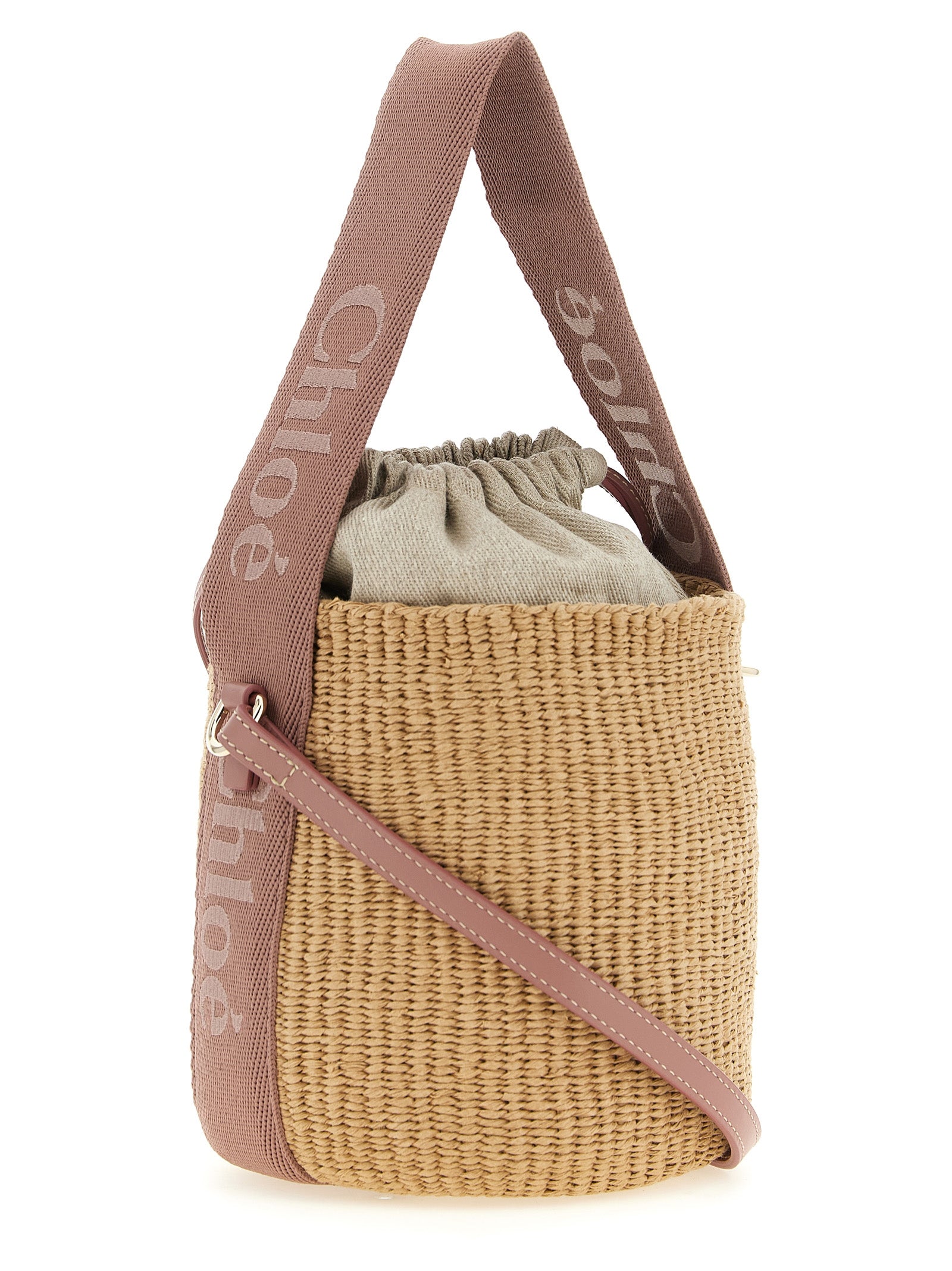 Chloé Small Woody Bucket Bag in Beige