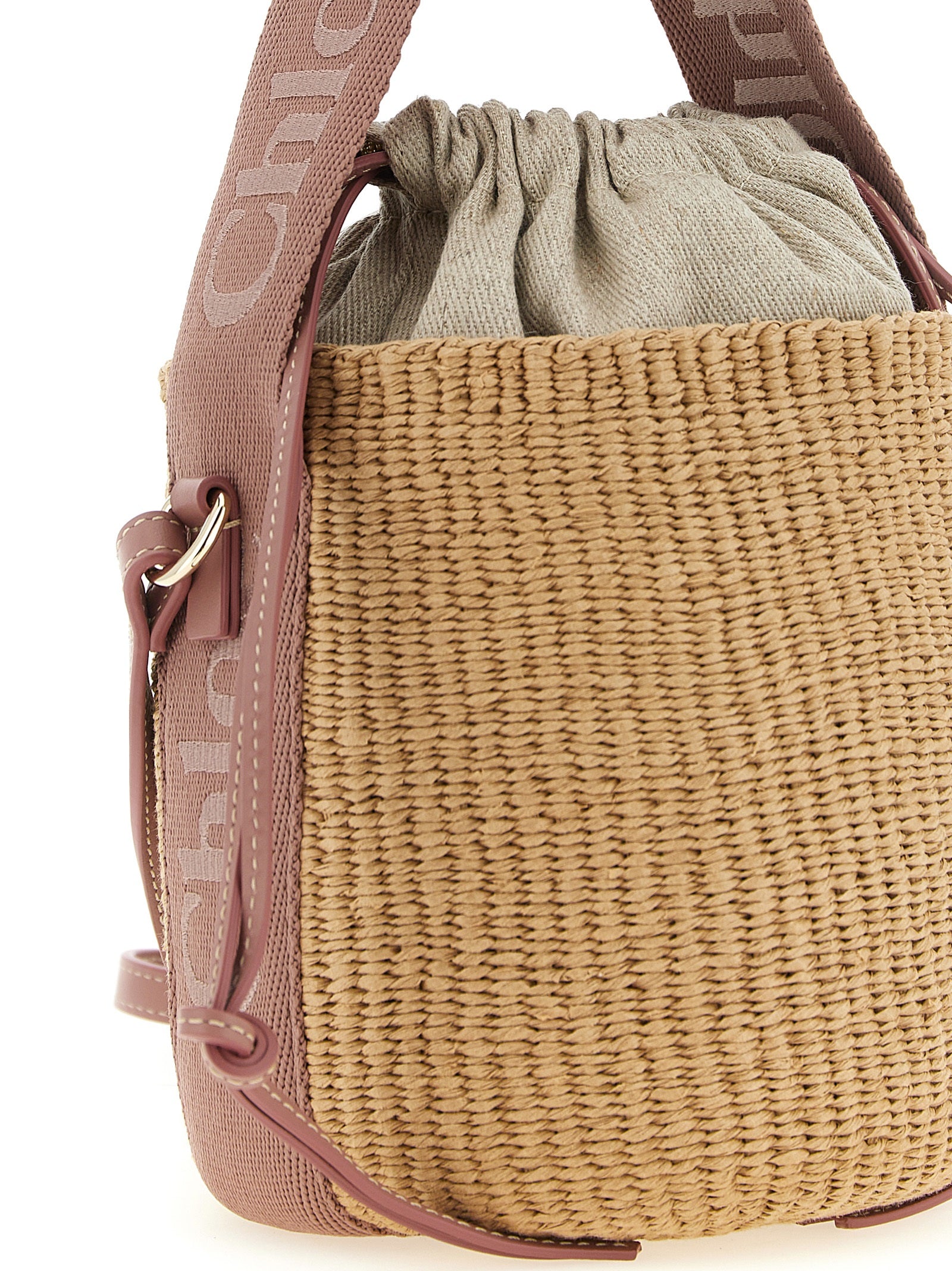 Chloé Small Woody Bucket Bag in Beige
