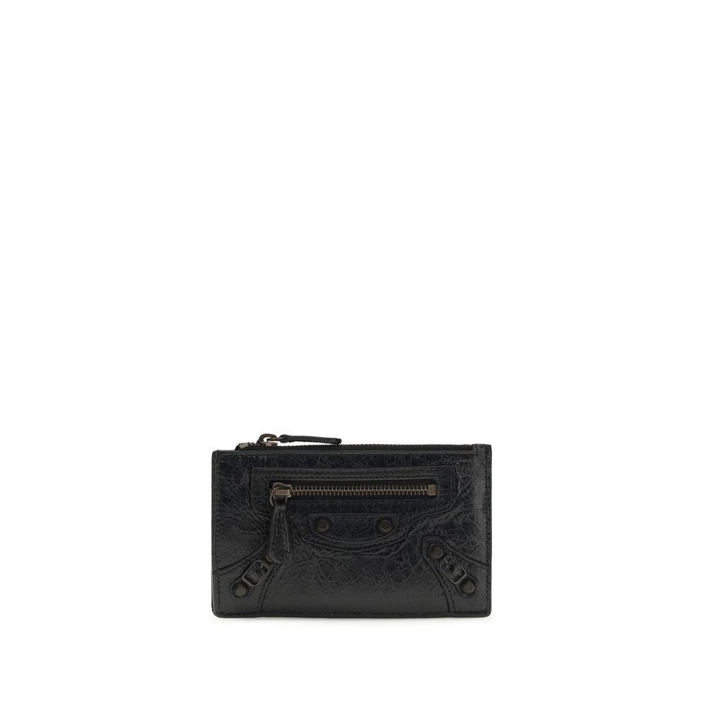 Balenciaga Women's Black Lambskin Card Holder Wallet