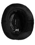 Dolce & Gabbana Men's Black Rabbit Leather Wide Brim Fedora Hat Silk Lining