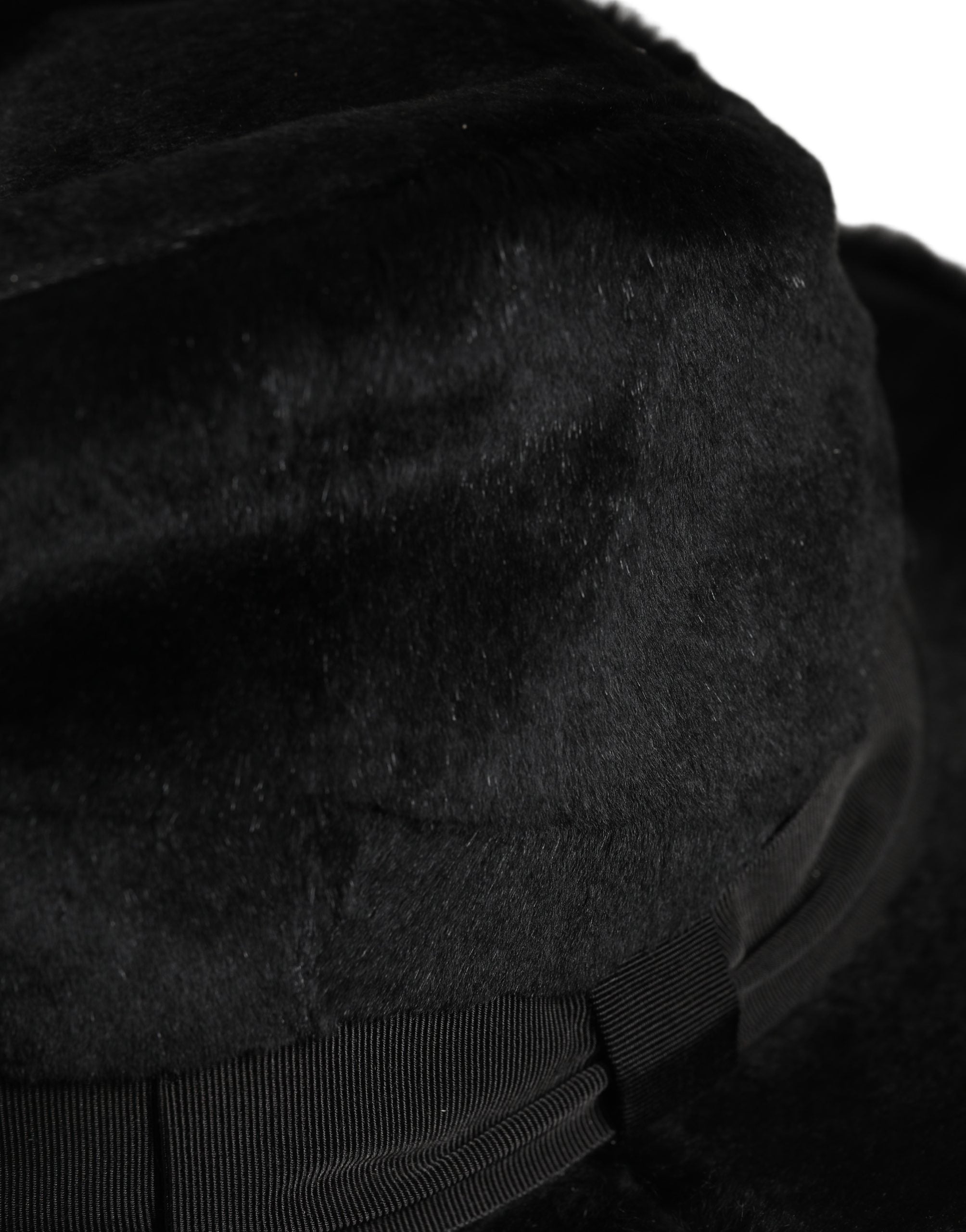 Dolce & Gabbana Men's Black Rabbit Leather Wide Brim Fedora Hat Silk Lining