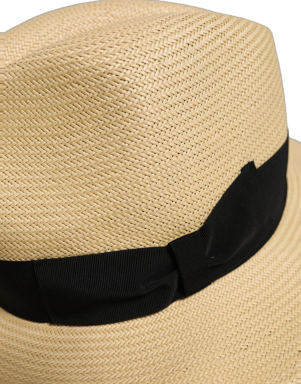 Dolce & Gabbana Men's Beige Paper Straw Panama Fedora Hat Black Ribbon Band
