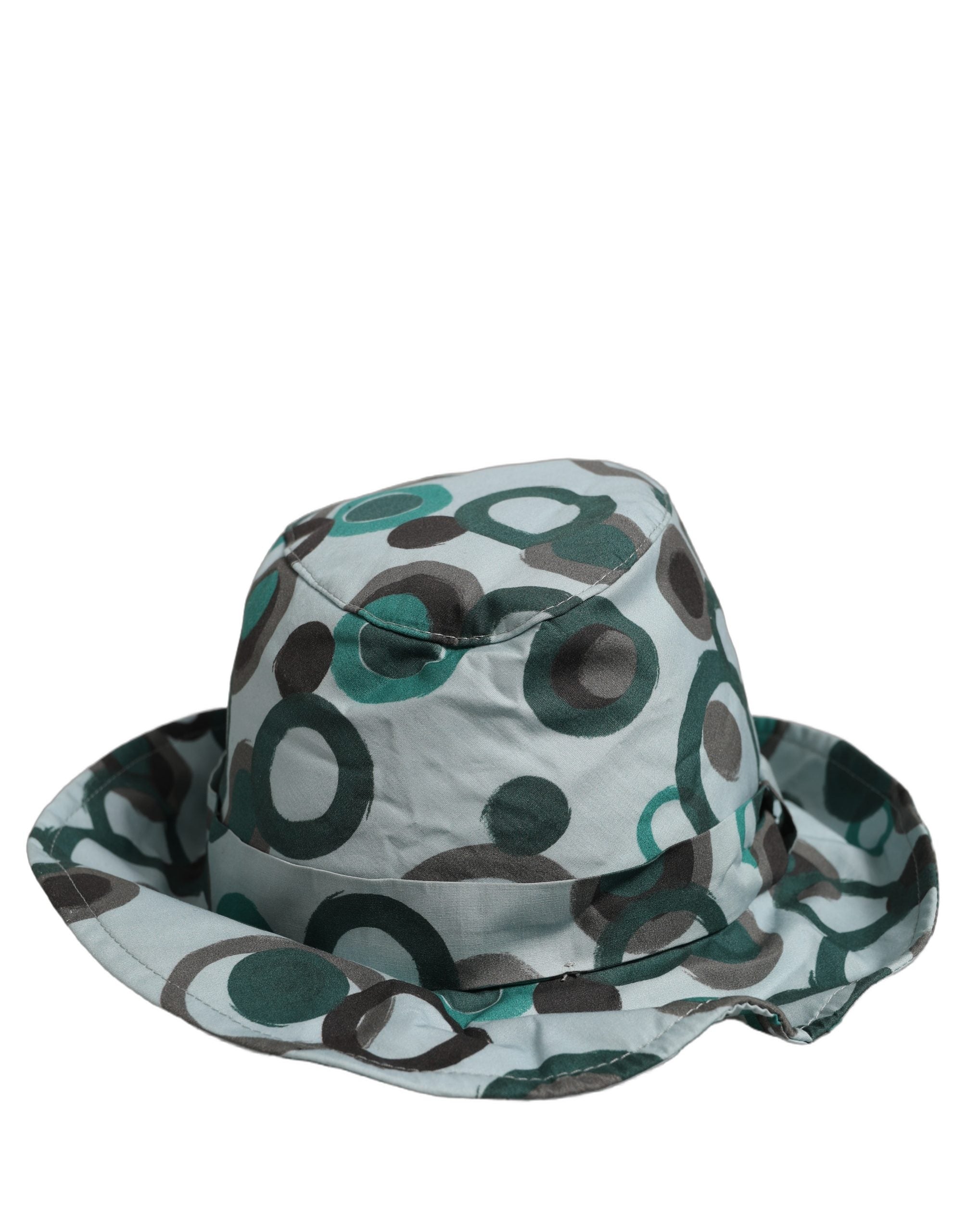Dolce & Gabbana Women's Teal Black Polka Dot Cotton Bucket Hat Logo Detail
