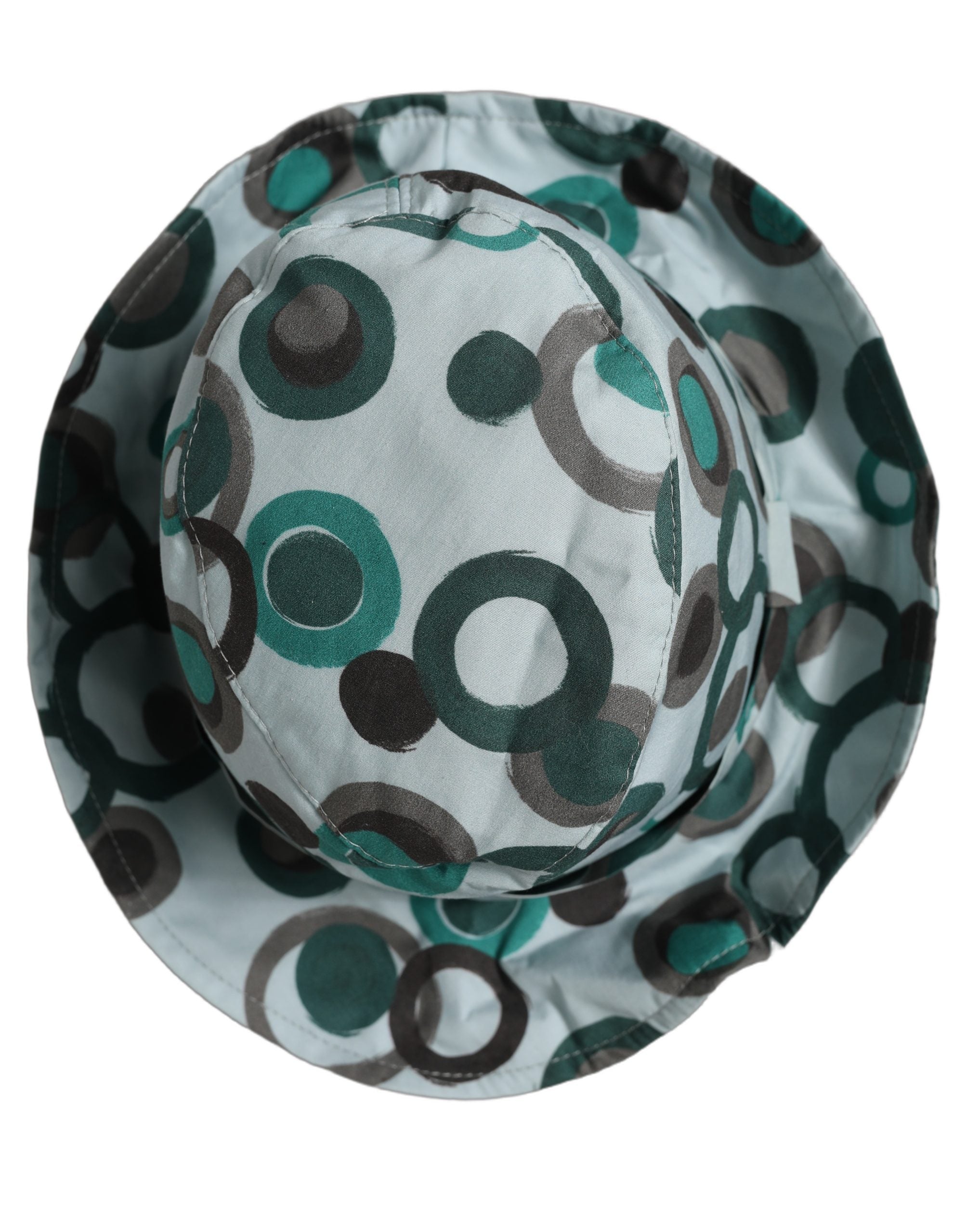 Dolce & Gabbana Women's Teal Black Polka Dot Cotton Bucket Hat Logo Detail