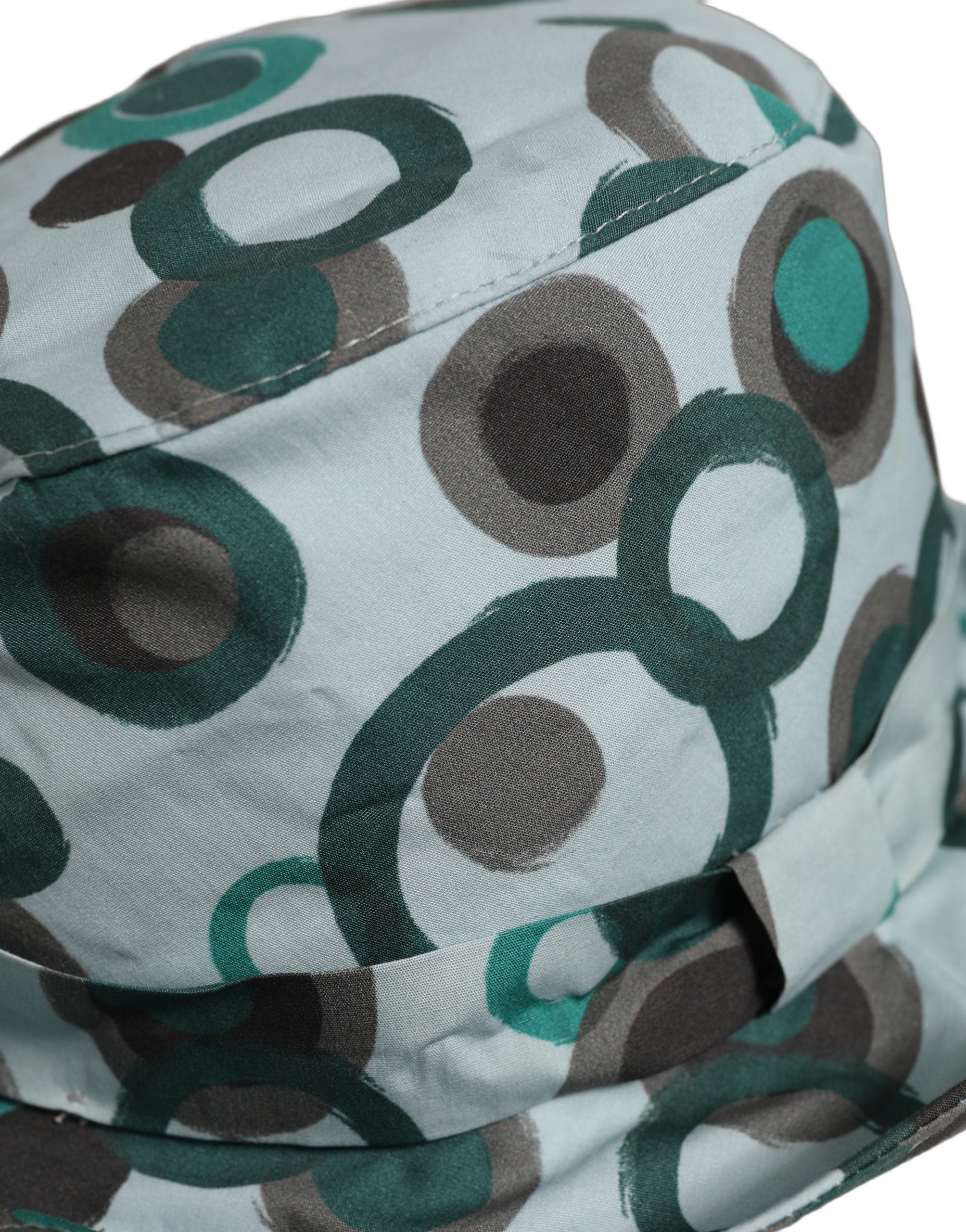 Dolce & Gabbana Women's Teal Black Polka Dot Cotton Bucket Hat Logo Detail