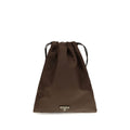 Prada Women's Brown Re-Nylon Wish Clutch Bag Enamel Triangle Logo