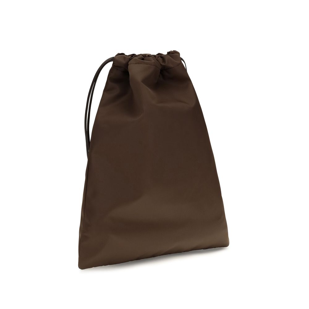 Prada Women's Brown Re-Nylon Wish Clutch Bag Enamel Triangle Logo