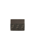 Fendi Men's Brown FF Jacquard Calfskin Leather Cardholder 6 Card Slots