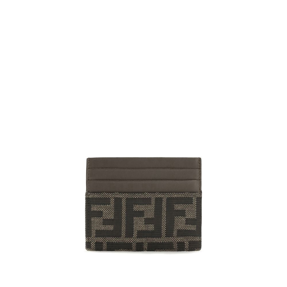 Fendi Men's Brown FF Jacquard Calfskin Leather Cardholder 6 Card Slots