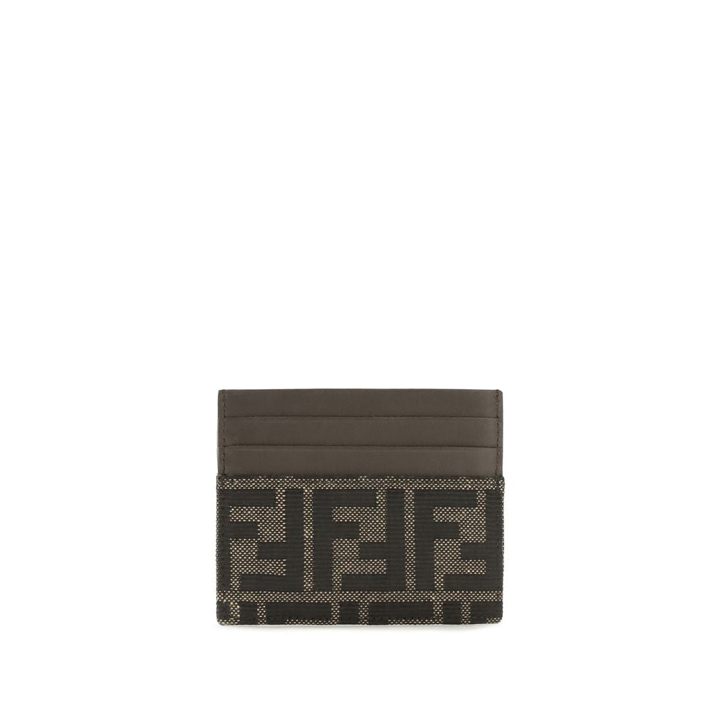 Fendi Men's Brown FF Jacquard Calfskin Leather Cardholder 6 Card Slots