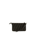 Fendi Women's Brown FF Monogram Jacquard Shoulder Bag Calfskin Trim