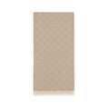 Gucci Women's Beige Wool GG Supreme Embroidered Scarf Frayed Ends