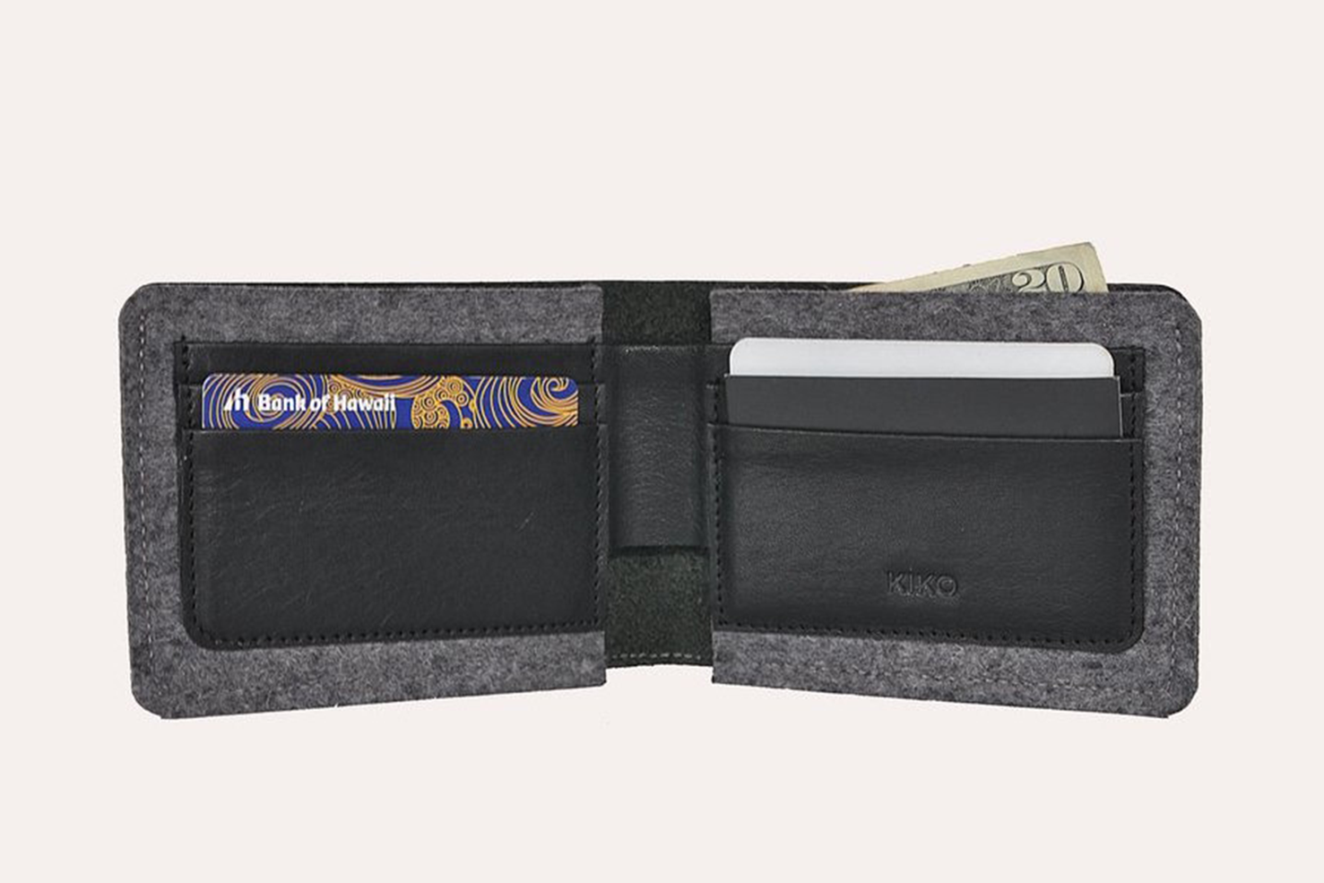 Men's Kiko Horween Leather & Wool Felt Dual Textured Wallet