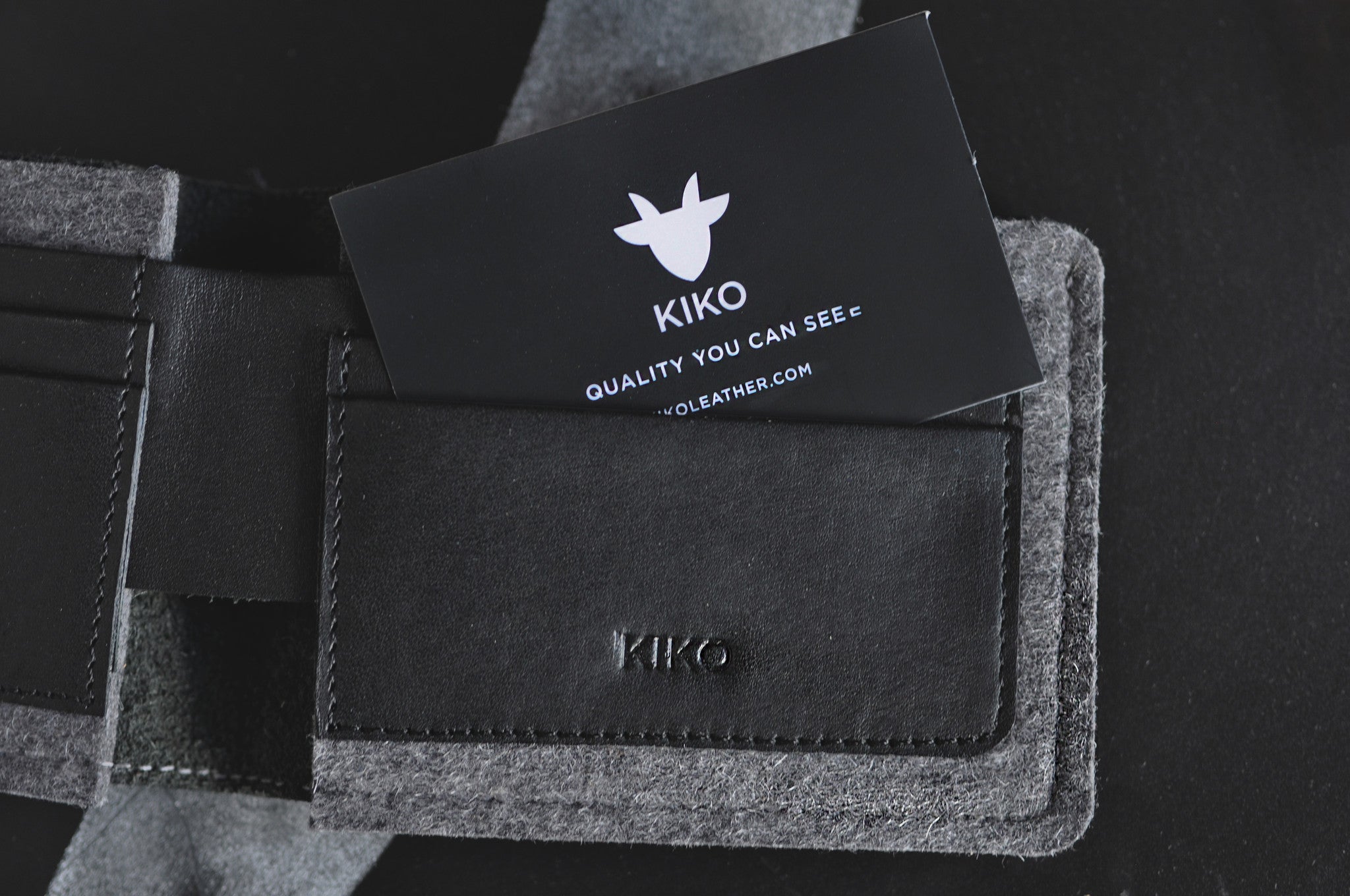 Men's Kiko Horween Leather & Wool Felt Dual Textured Wallet