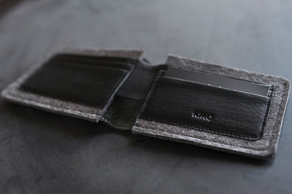 Men's Kiko Horween Leather & Wool Felt Dual Textured Wallet