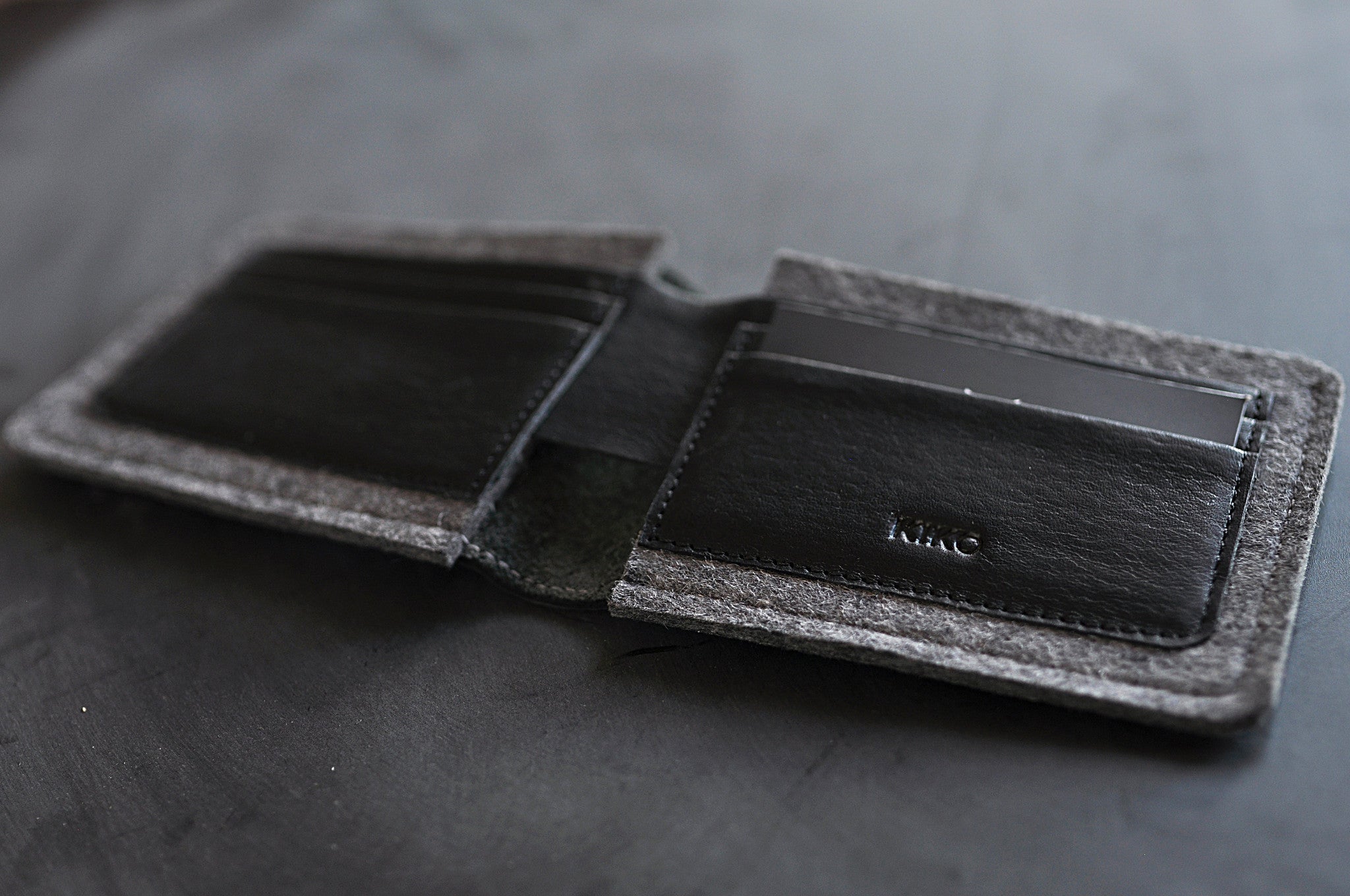 Men's Kiko Horween Leather & Wool Felt Dual Textured Wallet