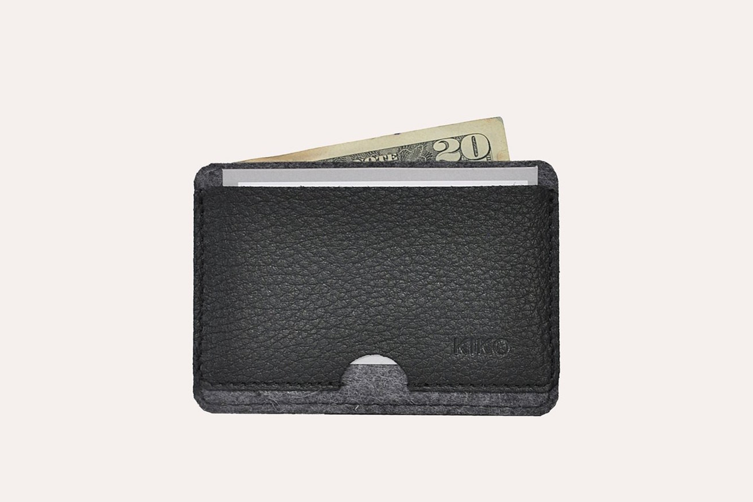 Men's Kiko Combo Vegetable Tanned Leather & Wool Felt Card Case