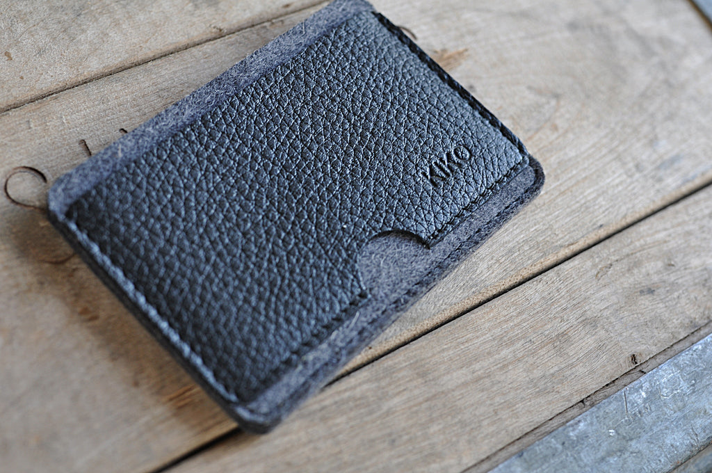 Men's Kiko Combo Vegetable Tanned Leather & Wool Felt Card Case