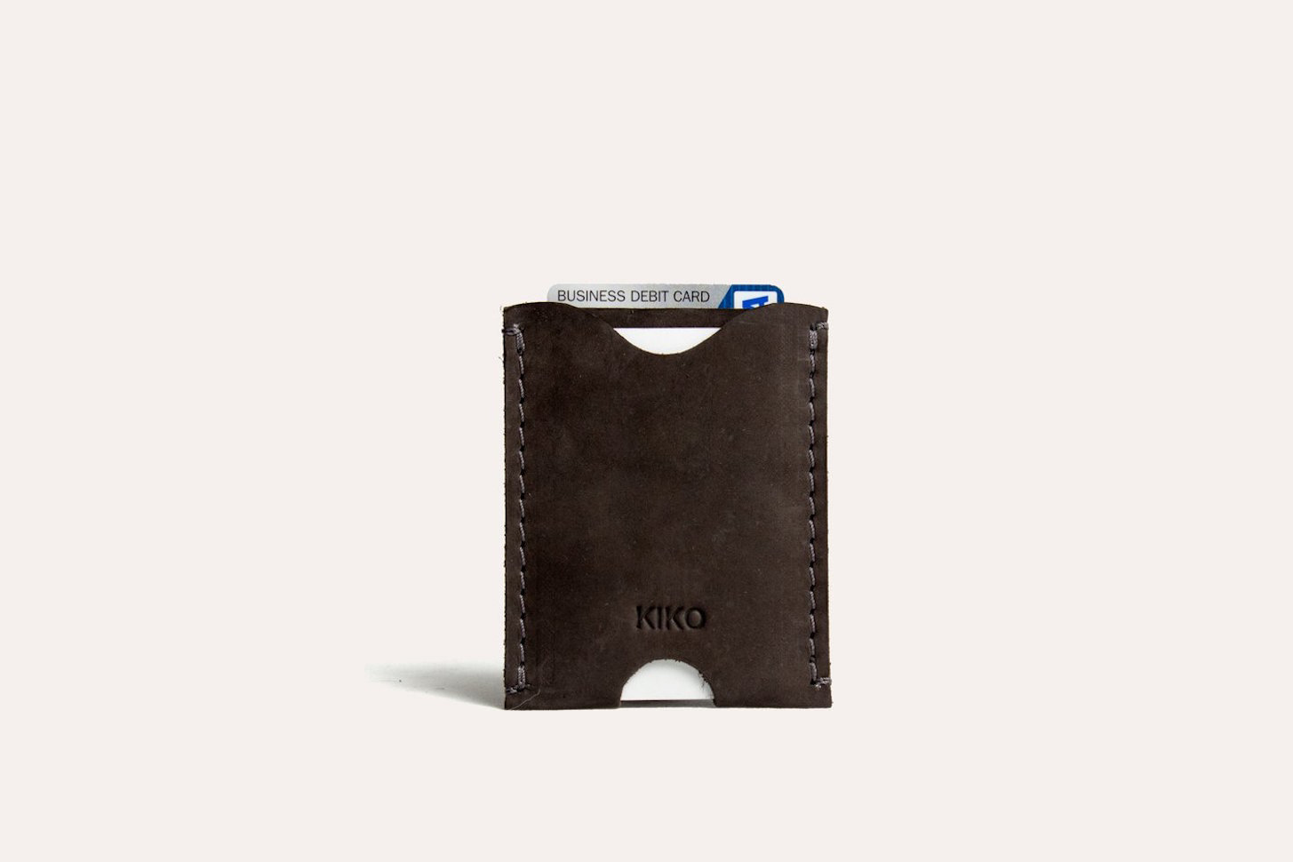 Men's Kiko Double Sided Cowhide Leather Card Case — Brown