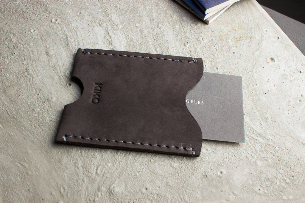 Men's Kiko Double Sided Cowhide Leather Card Case — Brown