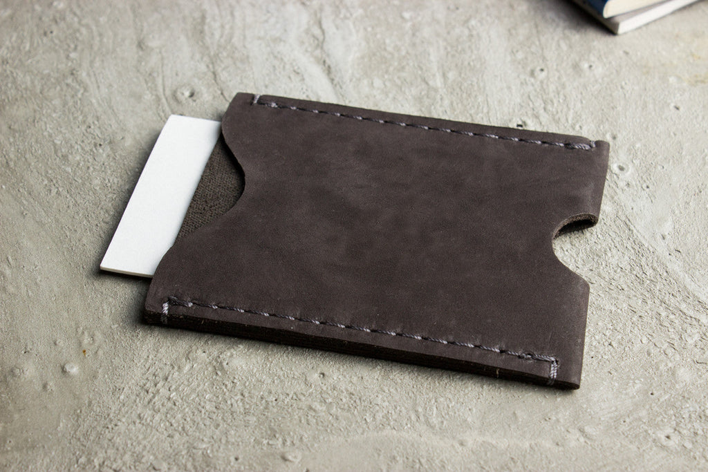 Men's Kiko Double Sided Cowhide Leather Card Case — Brown