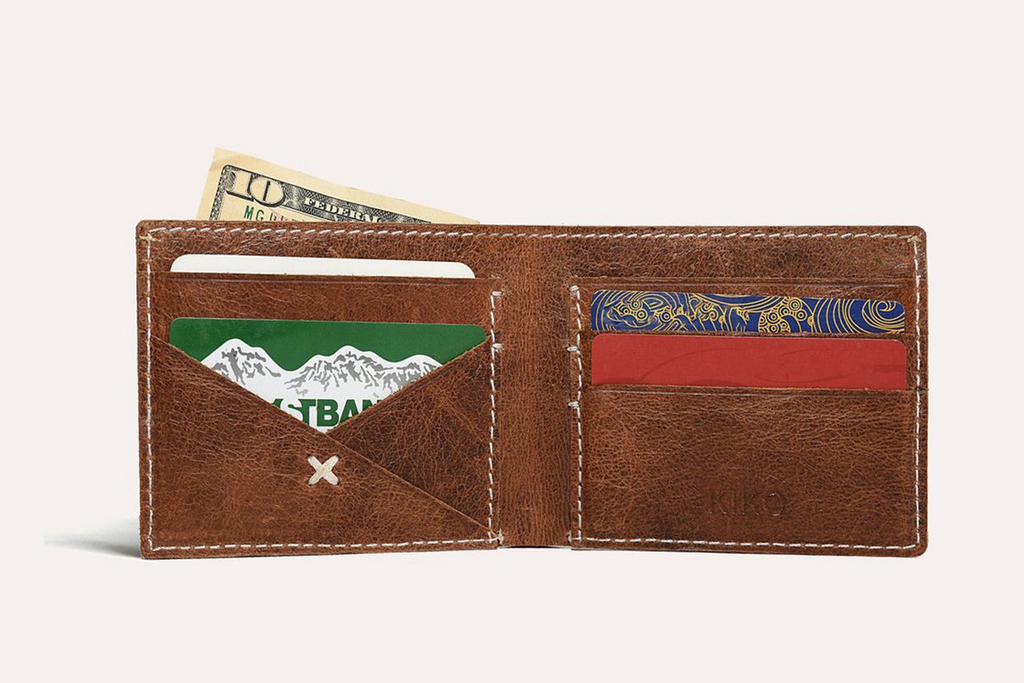 Men's Kiko X Bifold Leather Wallet — Tan