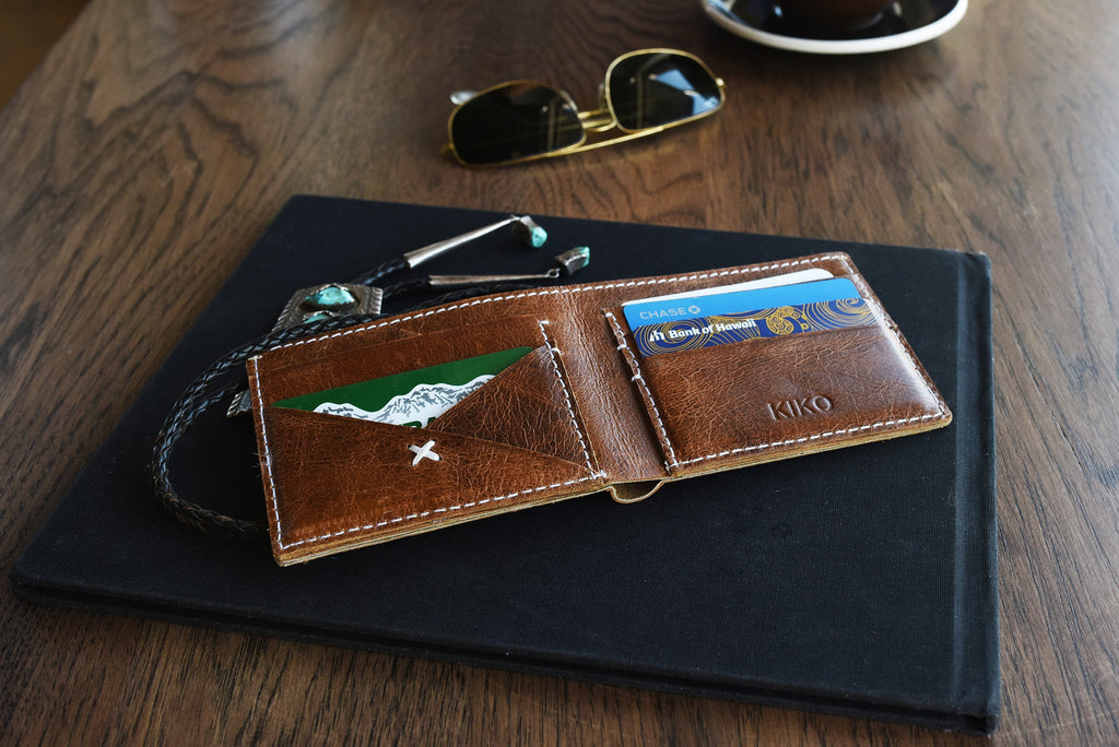 Men's Kiko X Bifold Leather Wallet — Tan