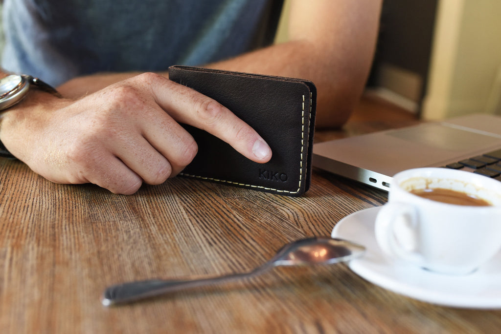 Men's Kiko Wave Bifold Leather Wallet — Brown