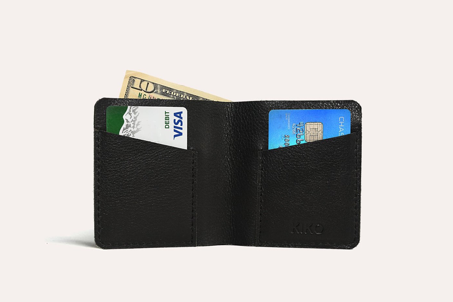 Men's Kiko Ram Slim Leather Wallet — Black