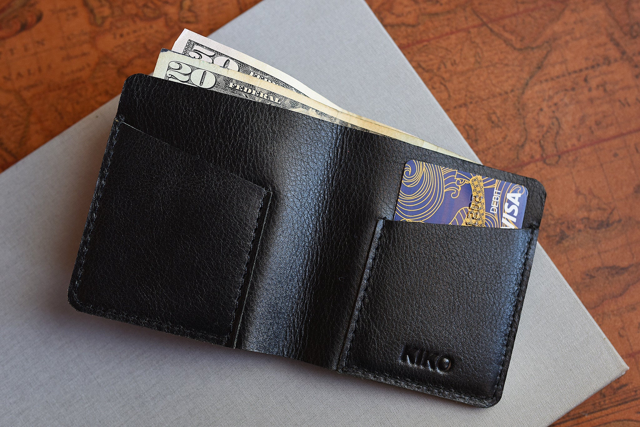 Men's Kiko Ram Slim Leather Wallet — Black