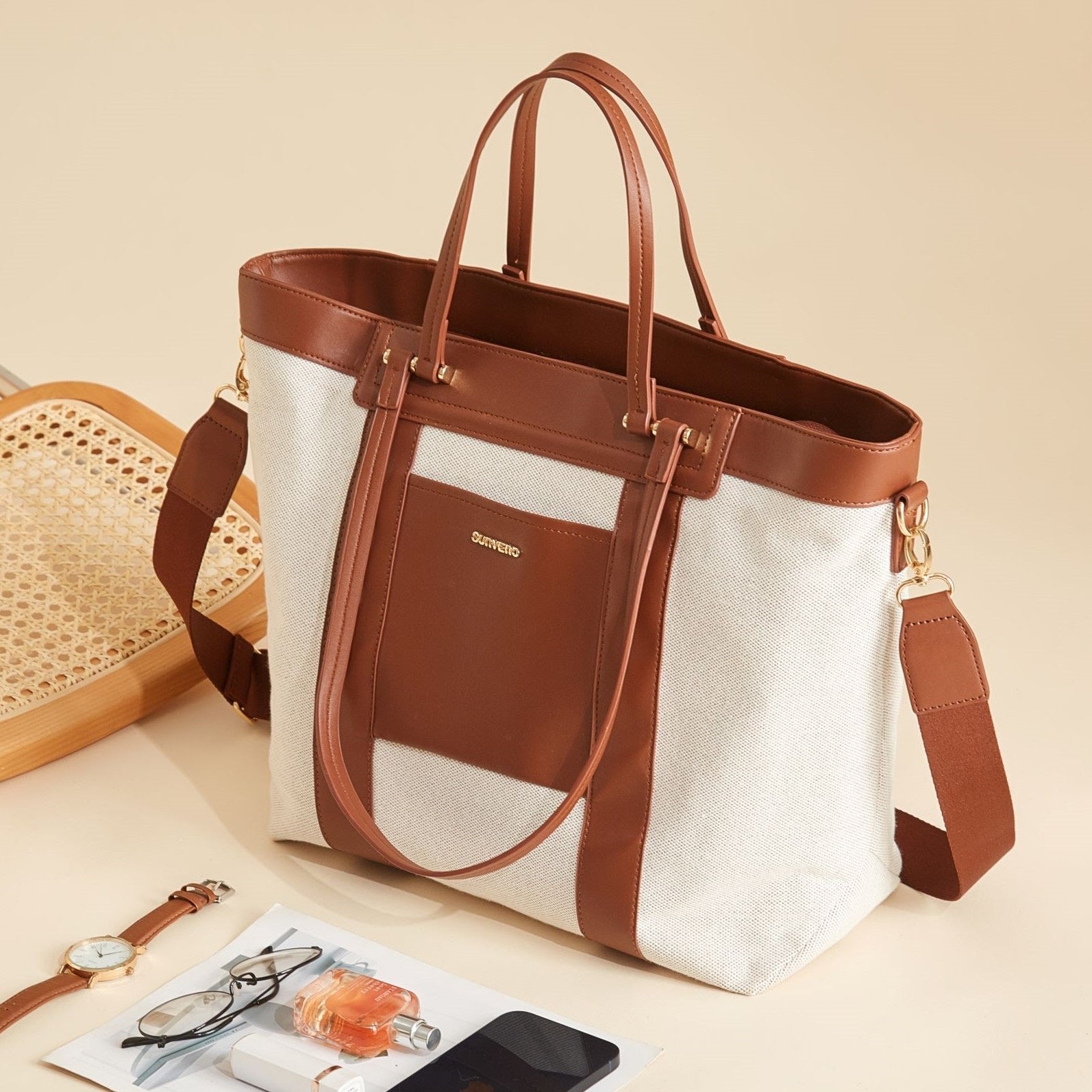 Women's SUNVENO Mommy Tote Diaper Bag