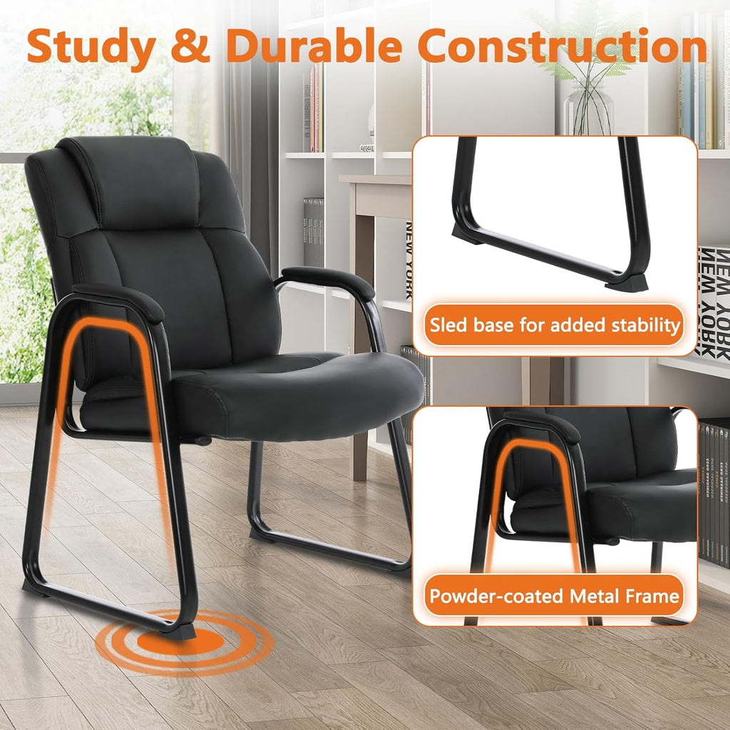 Commercial Leather Reception Chair 500 Lb Capacity