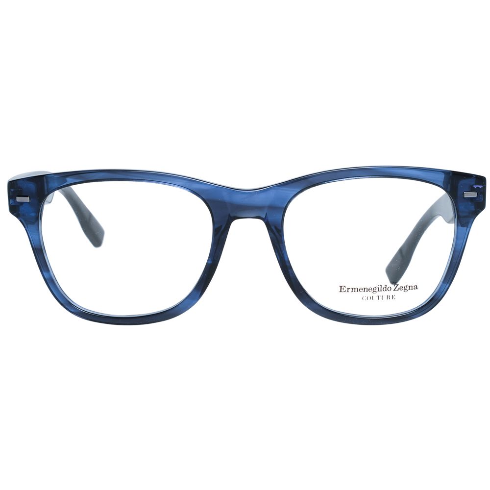 Ermenegildo Zegna Men's Blue Plastic Trapezium Full-Rim Eyeglass Frames