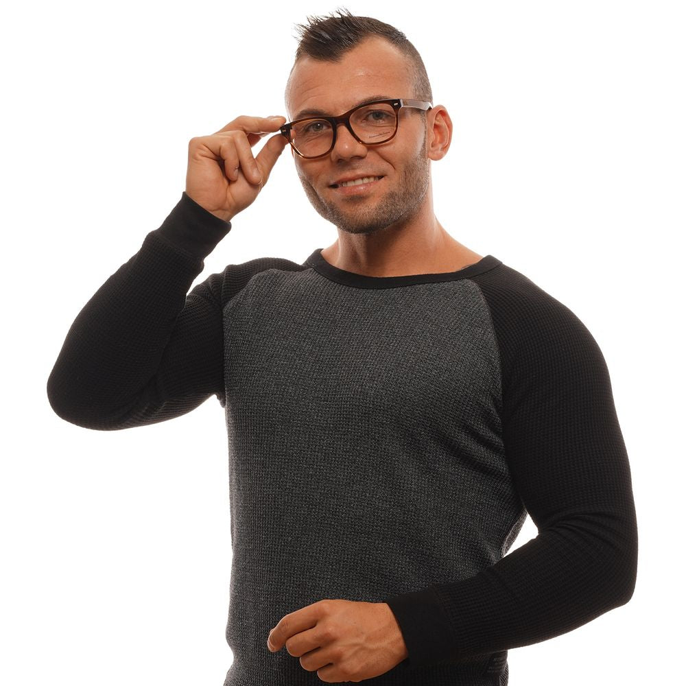 Ermenegildo Zegna Men's Brown Plastic Trapezium Full-Rim Eyeglass Frames