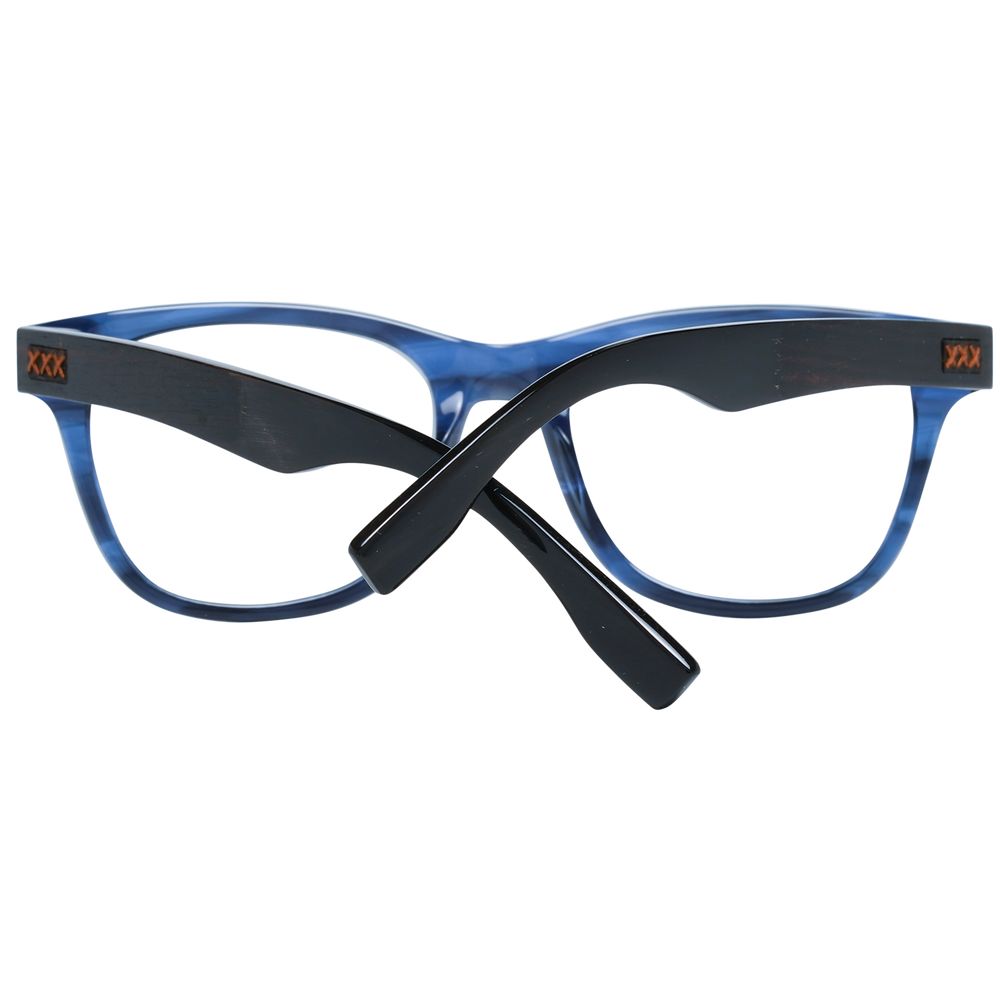 Ermenegildo Zegna Men's Blue Plastic Trapezium Full-Rim Eyeglass Frames