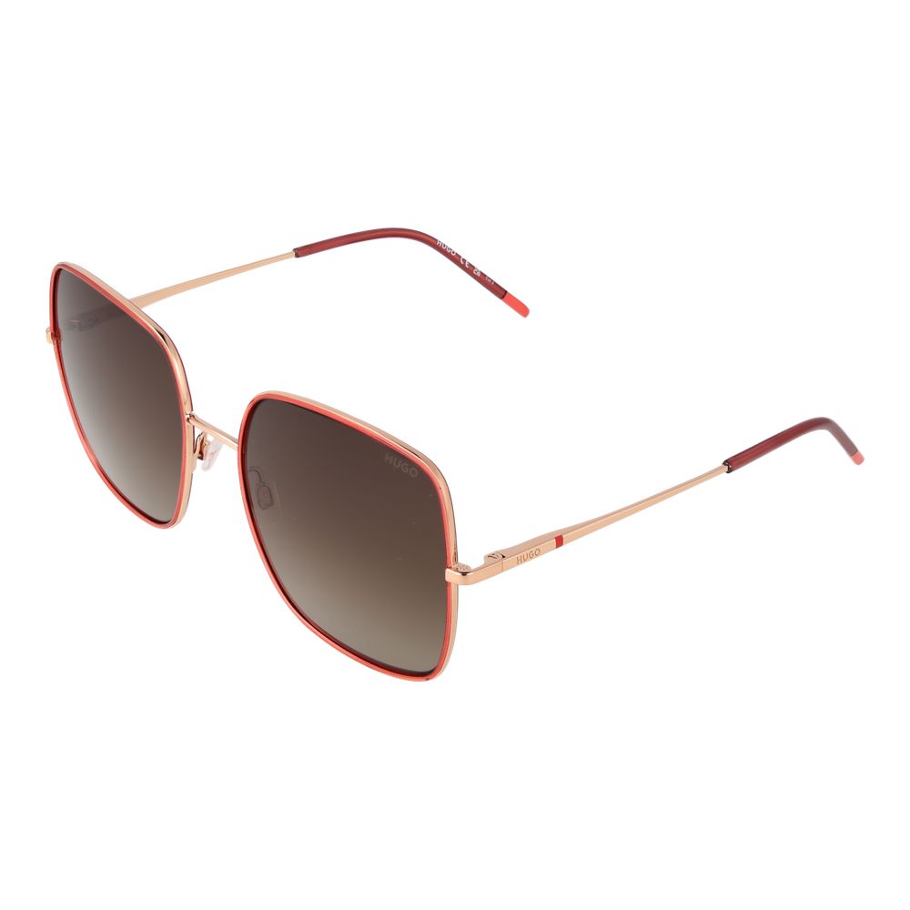 Hugo Boss Women's Red Metal Square Full-Rim Sunglasses Brown Gradient