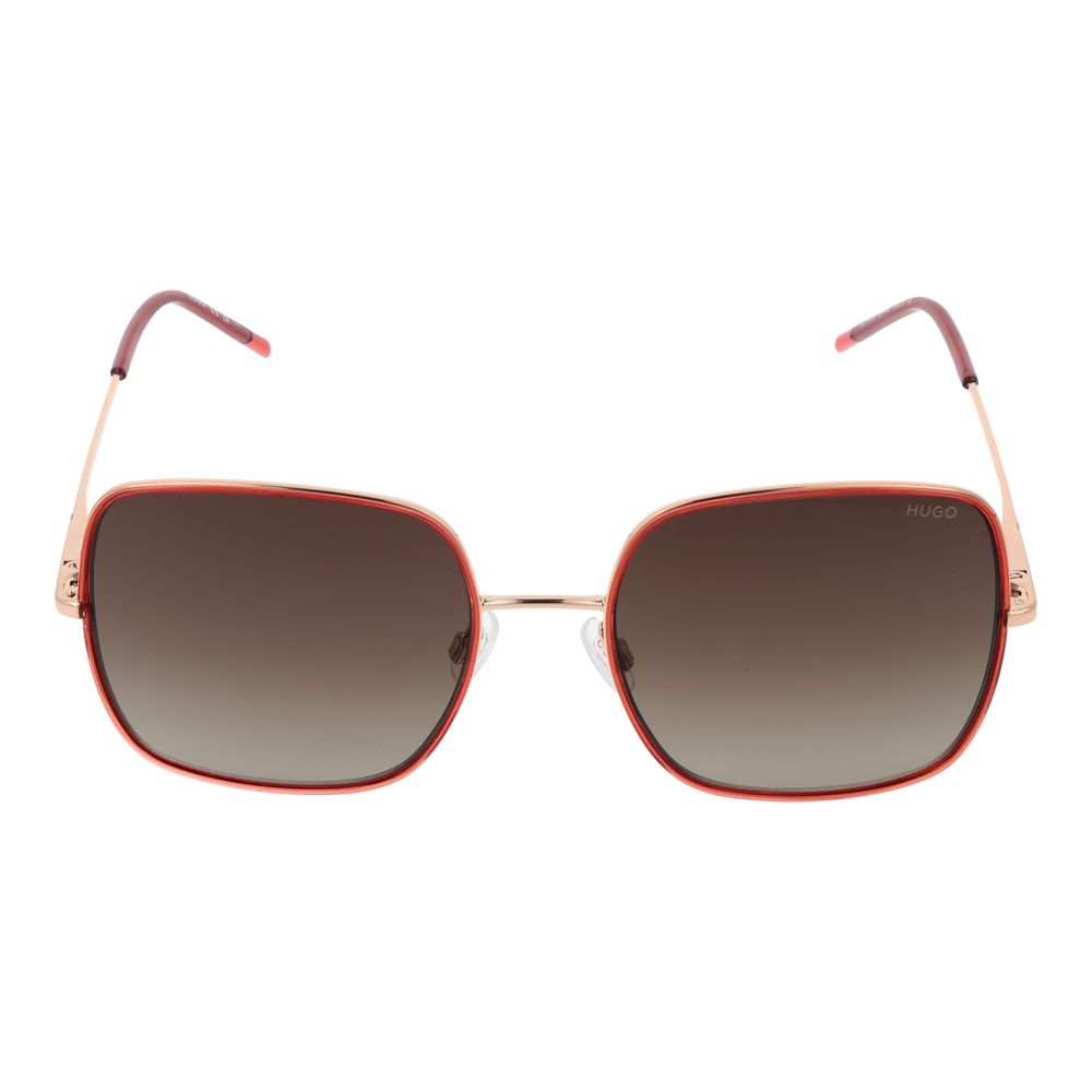 Hugo Boss Women's Red Metal Square Full-Rim Sunglasses Brown Gradient