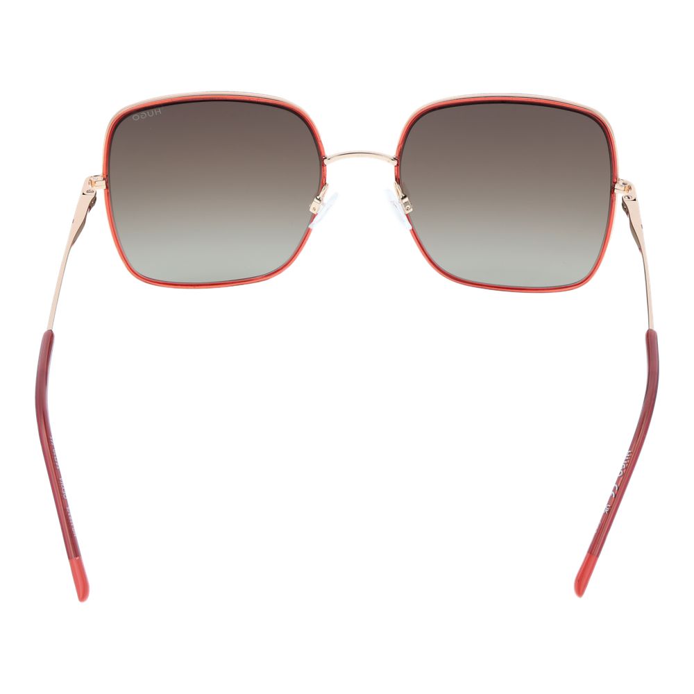 Hugo Boss Women's Red Metal Square Full-Rim Sunglasses Brown Gradient