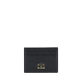 Dolce & Gabbana Women's Black Calfskin Leather Cardholder with Logo Plaque