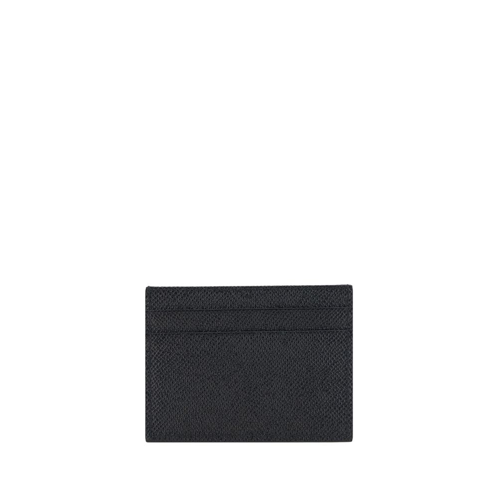Dolce & Gabbana Women's Black Calfskin Leather Cardholder with Logo Plaque