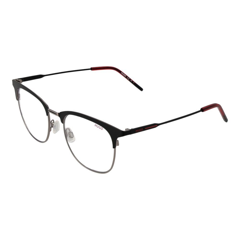Hugo Boss Men's Black Stainless Steel Browline Full-Rim Eyeglass Frames