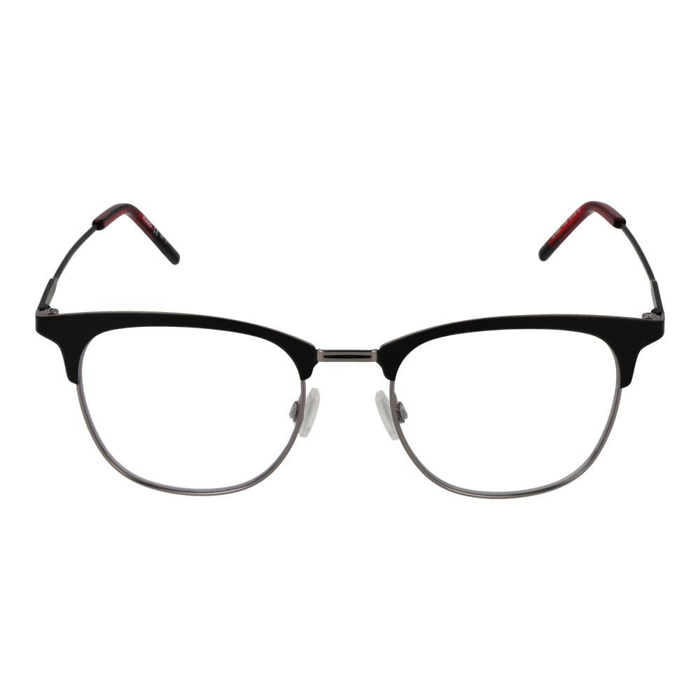 Hugo Boss Men's Black Stainless Steel Browline Full-Rim Eyeglass Frames