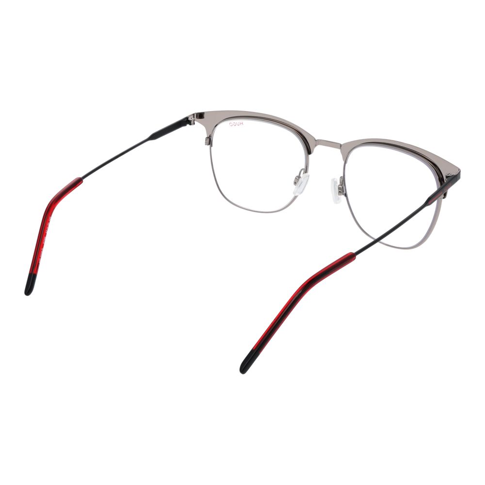 Hugo Boss Men's Black Stainless Steel Browline Full-Rim Eyeglass Frames