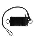 Dolce & Gabbana Men's Black Horse Leather Logo Embossed Lanyard Cardholder