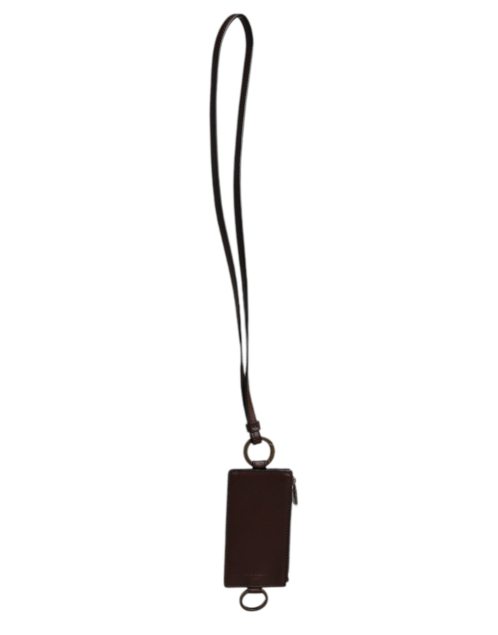 Dolce & Gabbana Men's Brown Calfskin Leather Logo Embossed Lanyard Cardholder