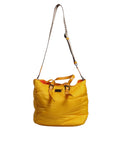 Dolce & Gabbana Men's Yellow Orange Nylon Logo Plaque Duffle Tote Shoulder Bag