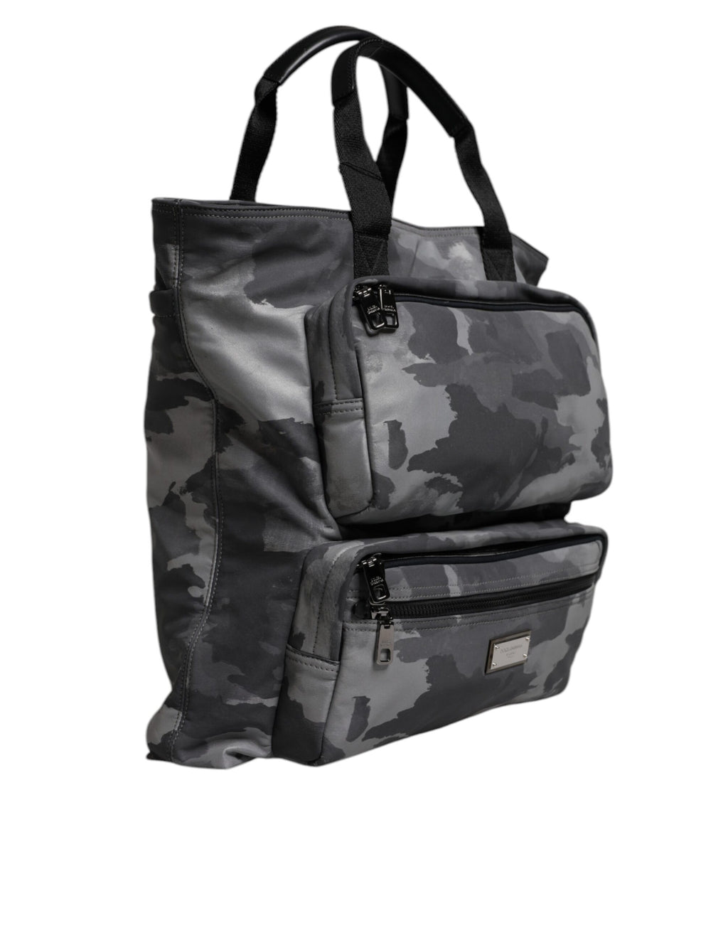 Dolce & Gabbana Men's Gray Camouflage Cotton Multi-Compartment Tote Shoulder Bag