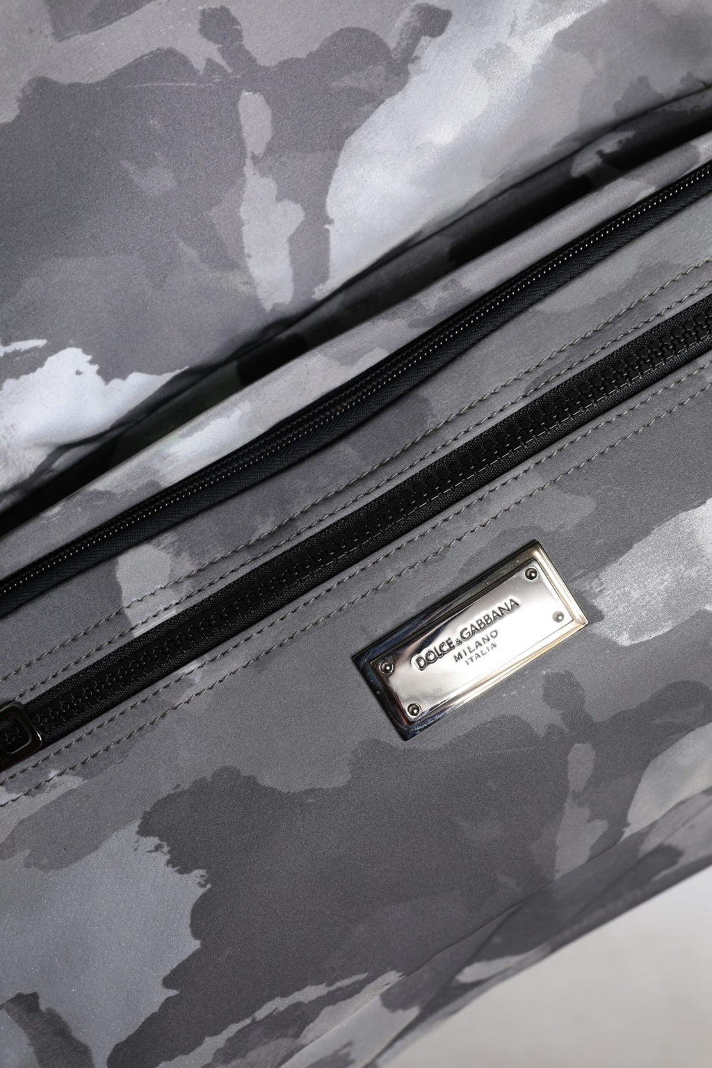 Dolce & Gabbana Men's Gray Camouflage Cotton Multi-Compartment Tote Shoulder Bag